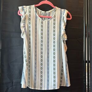 NWT 12PM by Mon Ami Ruffle Sleeve Top - M